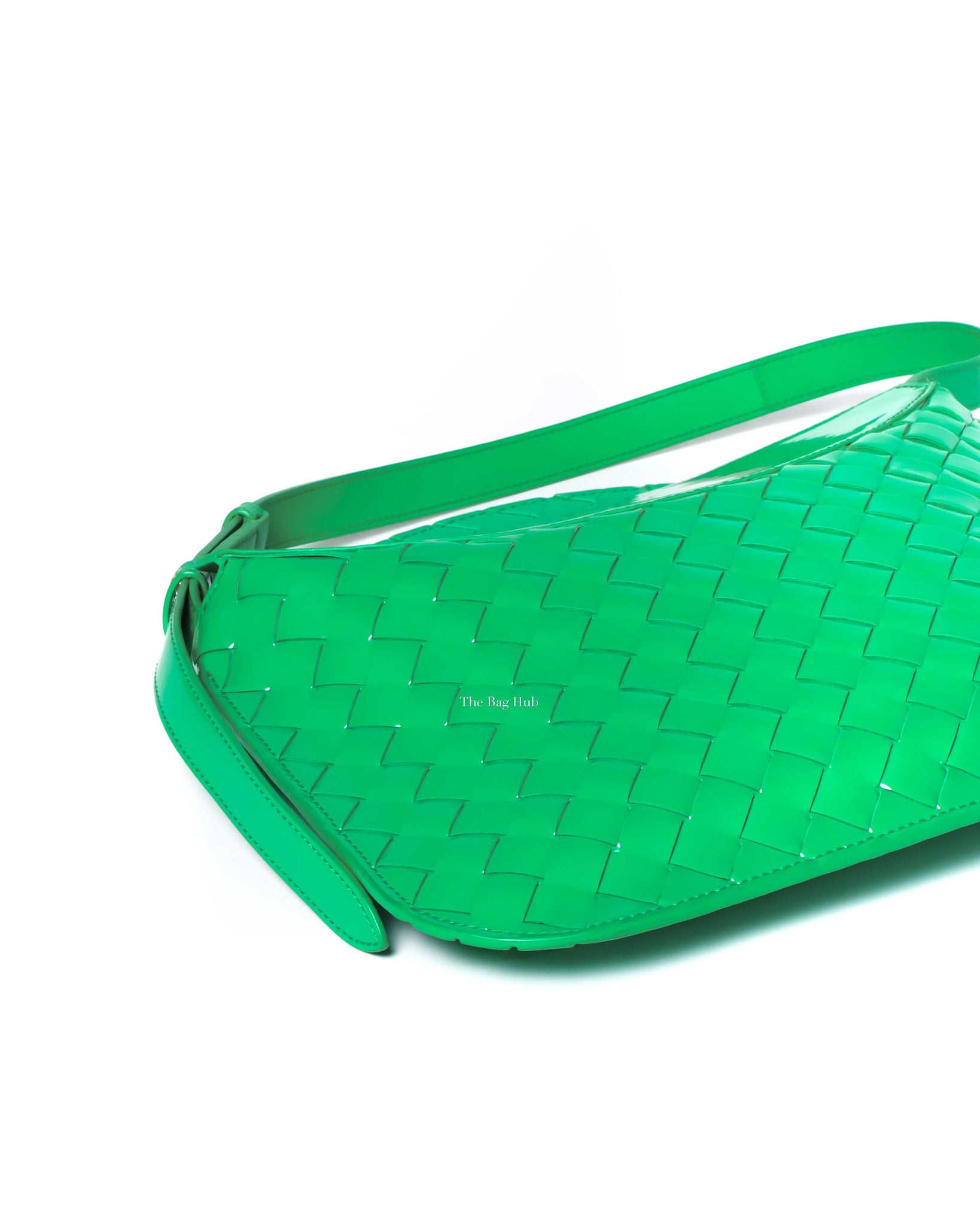 Bottega Veneta Grass Green Patent Leather Intrecciato Small Flap Shoulder Bag-7