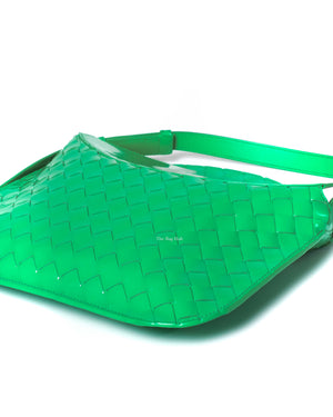 Bottega Veneta Grass Green Patent Leather Intrecciato Small Flap Shoulder Bag-8
