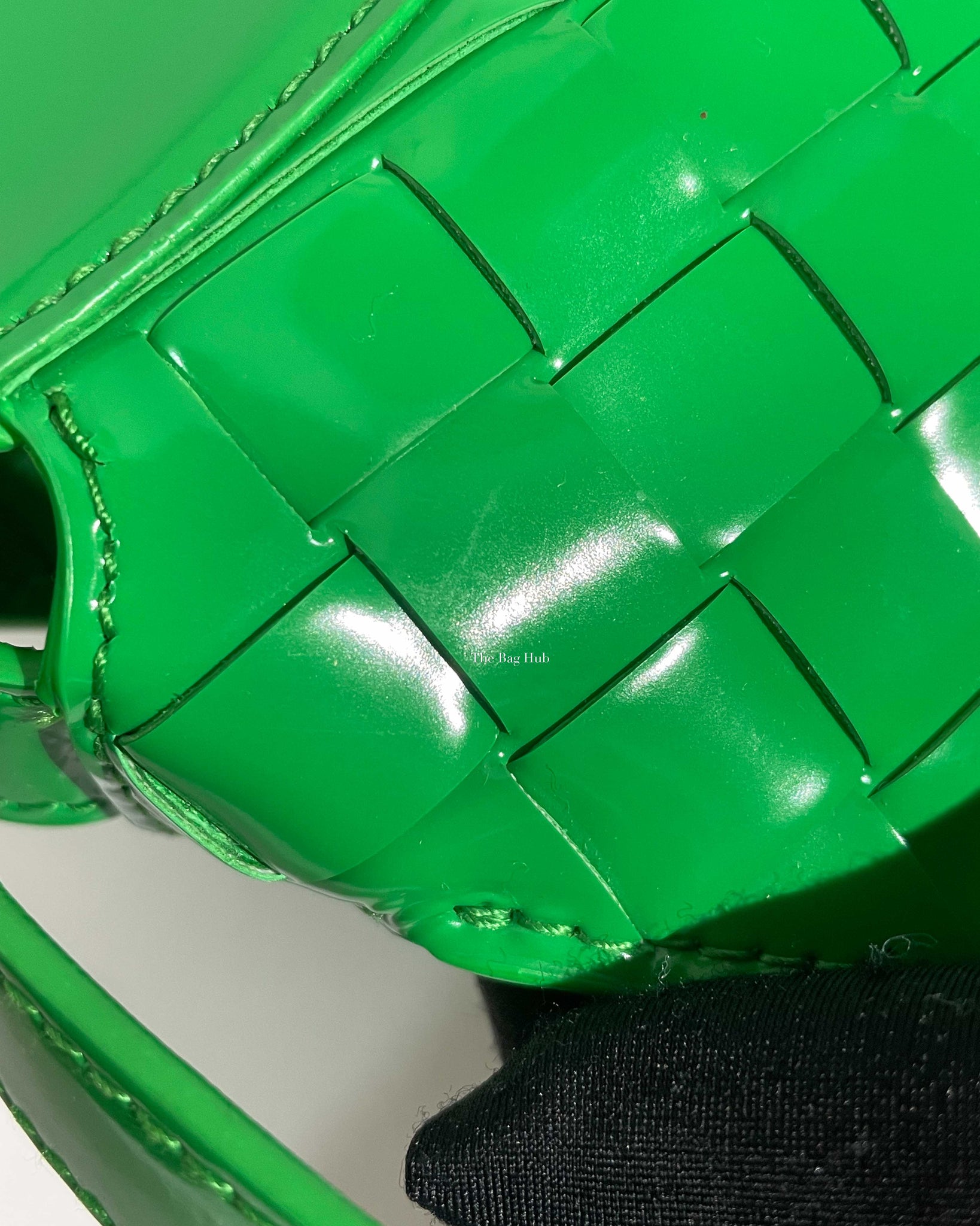 Bottega Veneta Grass Green Patent Leather Intrecciato Small Flap Shoulder Bag-12