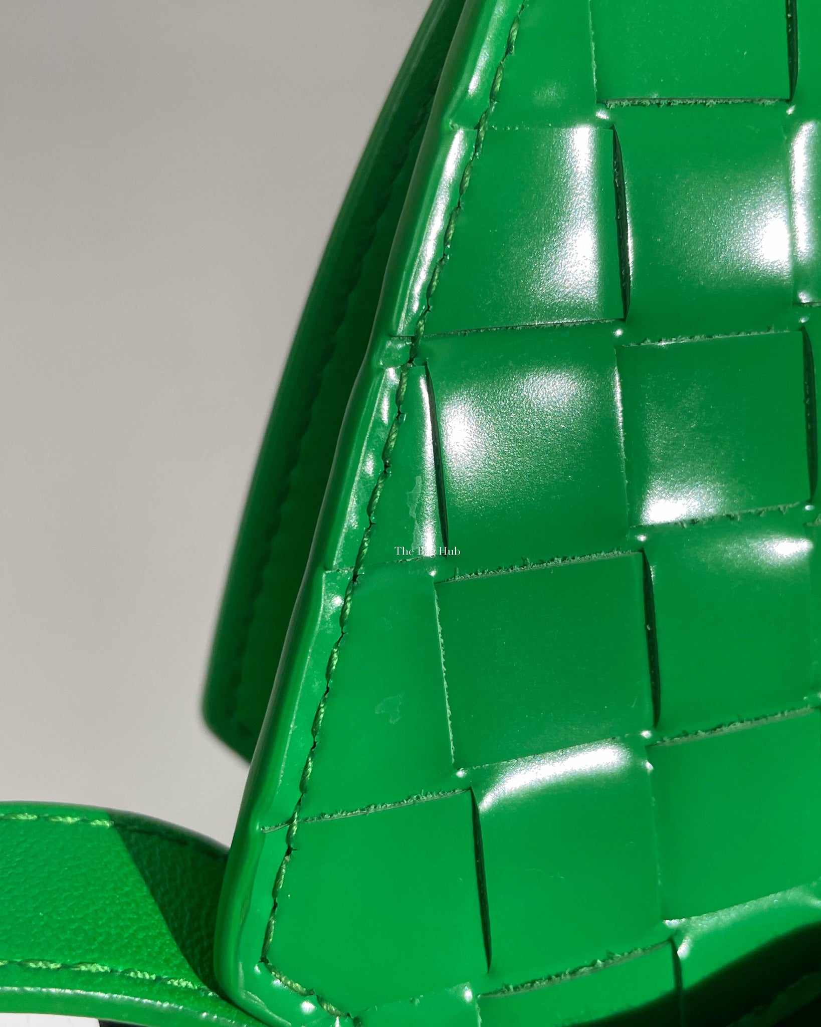 Bottega Veneta Grass Green Patent Leather Intrecciato Small Flap Shoulder Bag-14