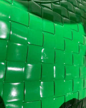 Bottega Veneta Grass Green Patent Leather Intrecciato Small Flap Shoulder Bag-16