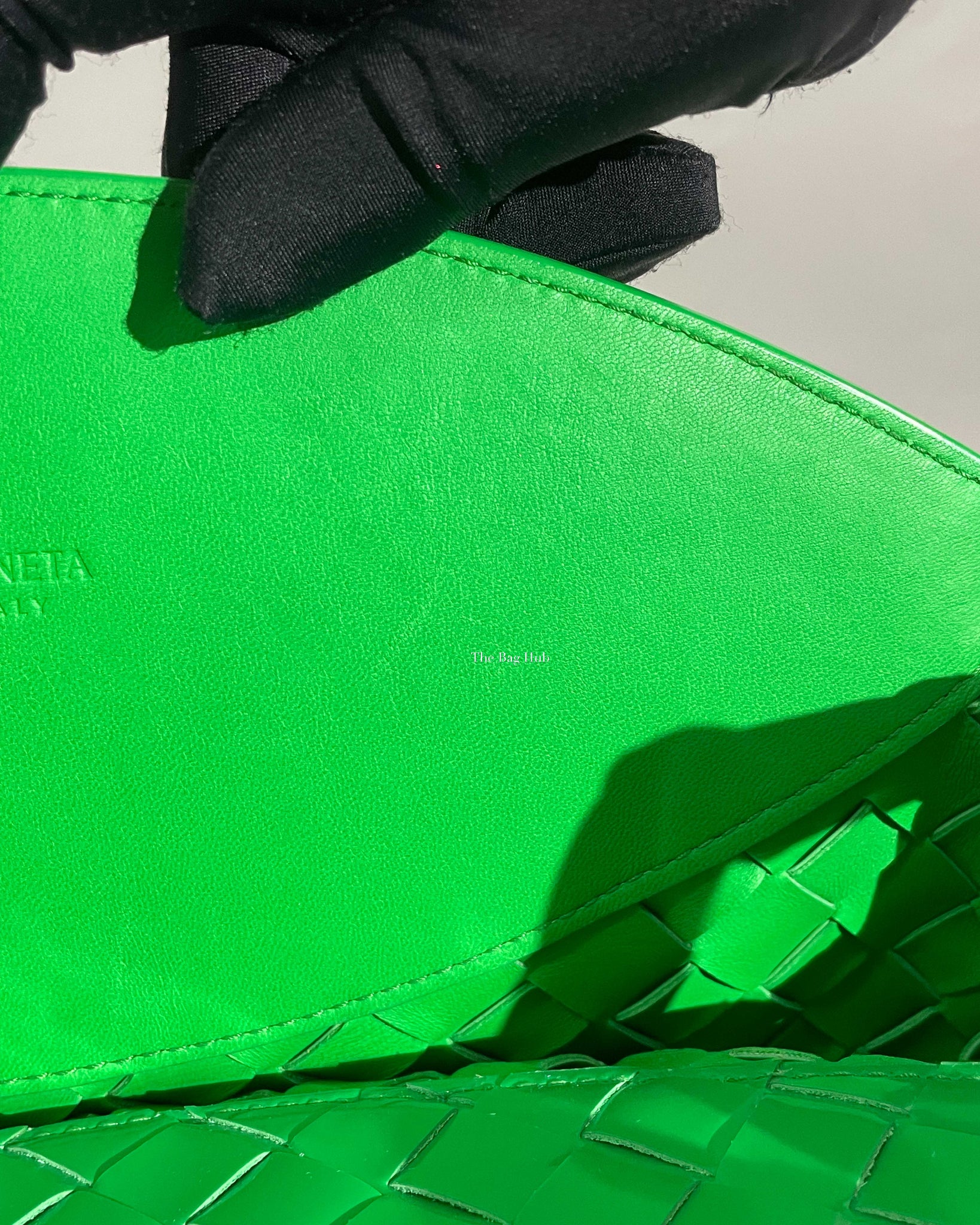 Bottega Veneta Grass Green Patent Leather Intrecciato Small Flap Shoulder Bag-17