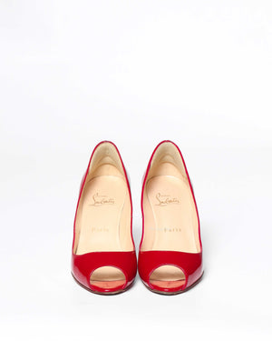 Christian Louboutin Coquelicot Patent Leather You You Peep Toe Pumps 85 Size 36-3