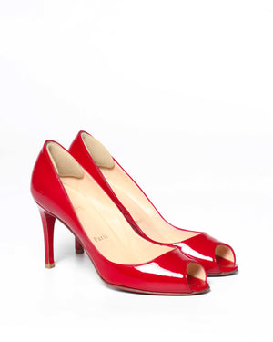 Christian Louboutin Coquelicot Patent Leather You You Peep Toe Pumps 85 Size 36-2