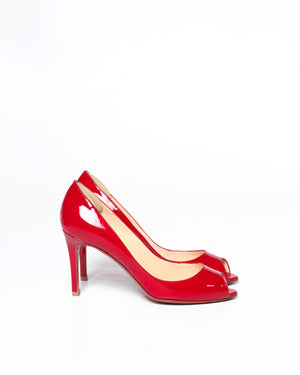 Christian Louboutin Coquelicot Patent Leather You You Peep Toe Pumps 85 Size 36-4