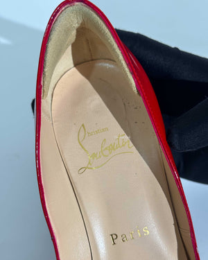 Christian Louboutin Coquelicot Patent Leather You You Peep Toe Pumps 85 Size 36-14