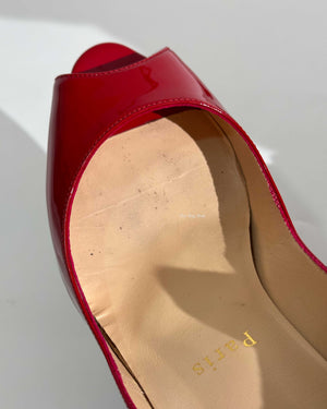 Christian Louboutin Coquelicot Patent Leather You You Peep Toe Pumps 85 Size 36-15