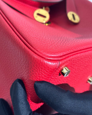 Hermes Rouge Casaque Taurillon Clemence Lindy 26-13