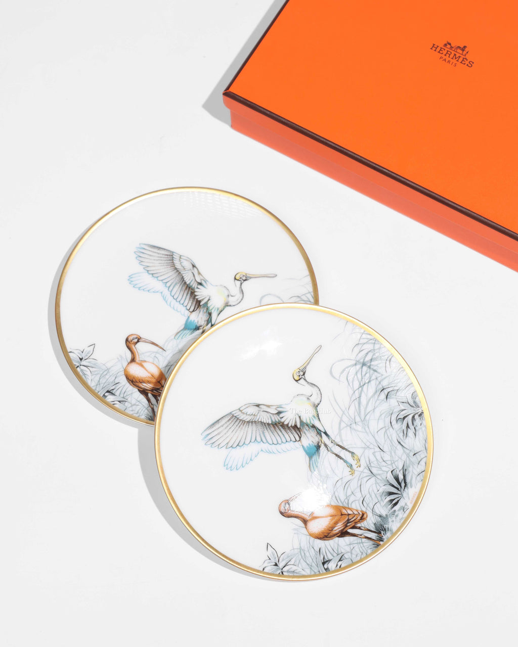 Hermes White Porcelain Carnets d'Equarteur Bread And Butter Plate 2pcs-1