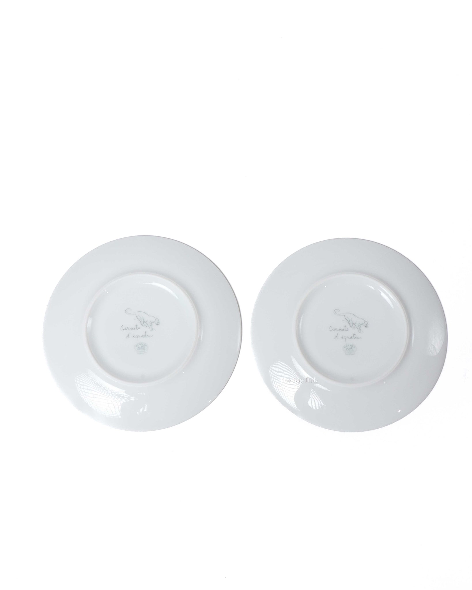 Hermes White Porcelain Carnets d'Equarteur Bread And Butter Plate 2pcs-4