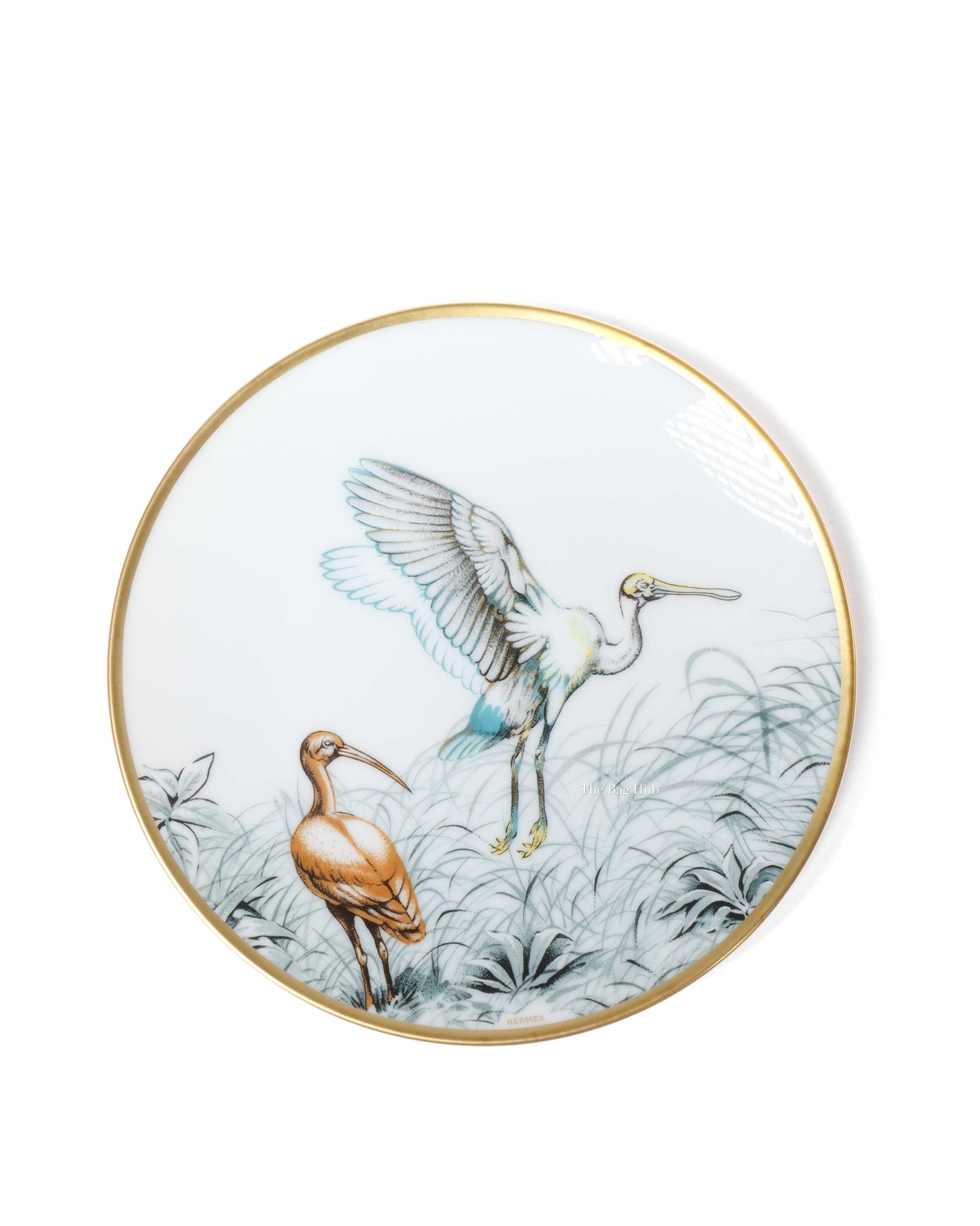 Hermes White Porcelain Carnets d'Equarteur Bread And Butter Plate 2pcs-2