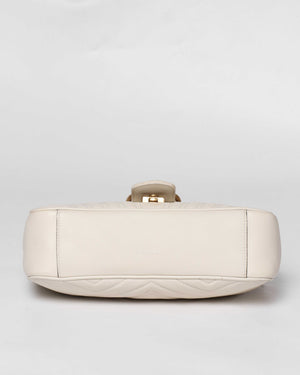 Gucci White GG Marmont Small Flap Shoulder Bag