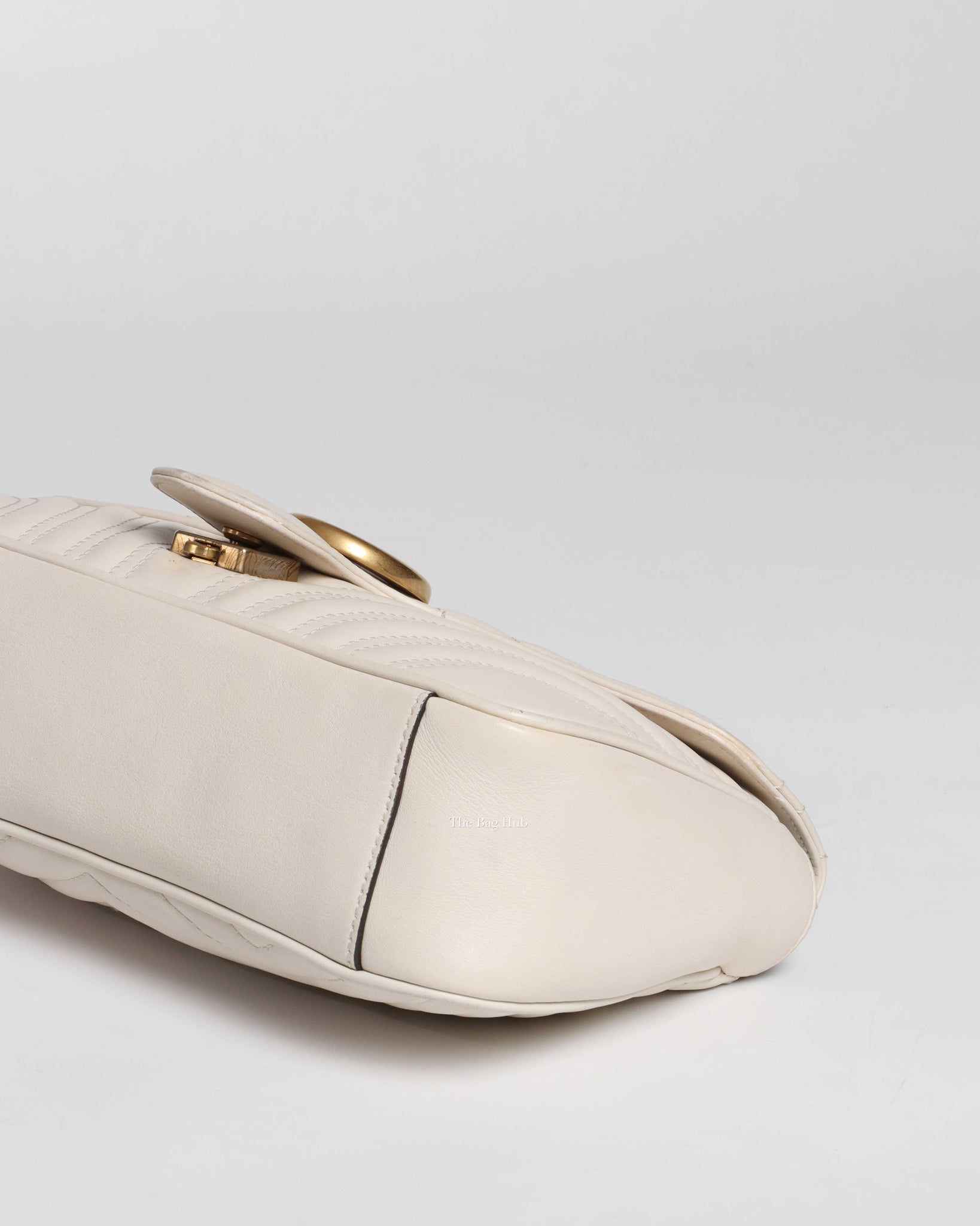 Gucci White GG Marmont Small Flap Shoulder Bag