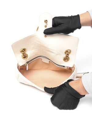 Gucci White GG Marmont Small Flap Shoulder Bag