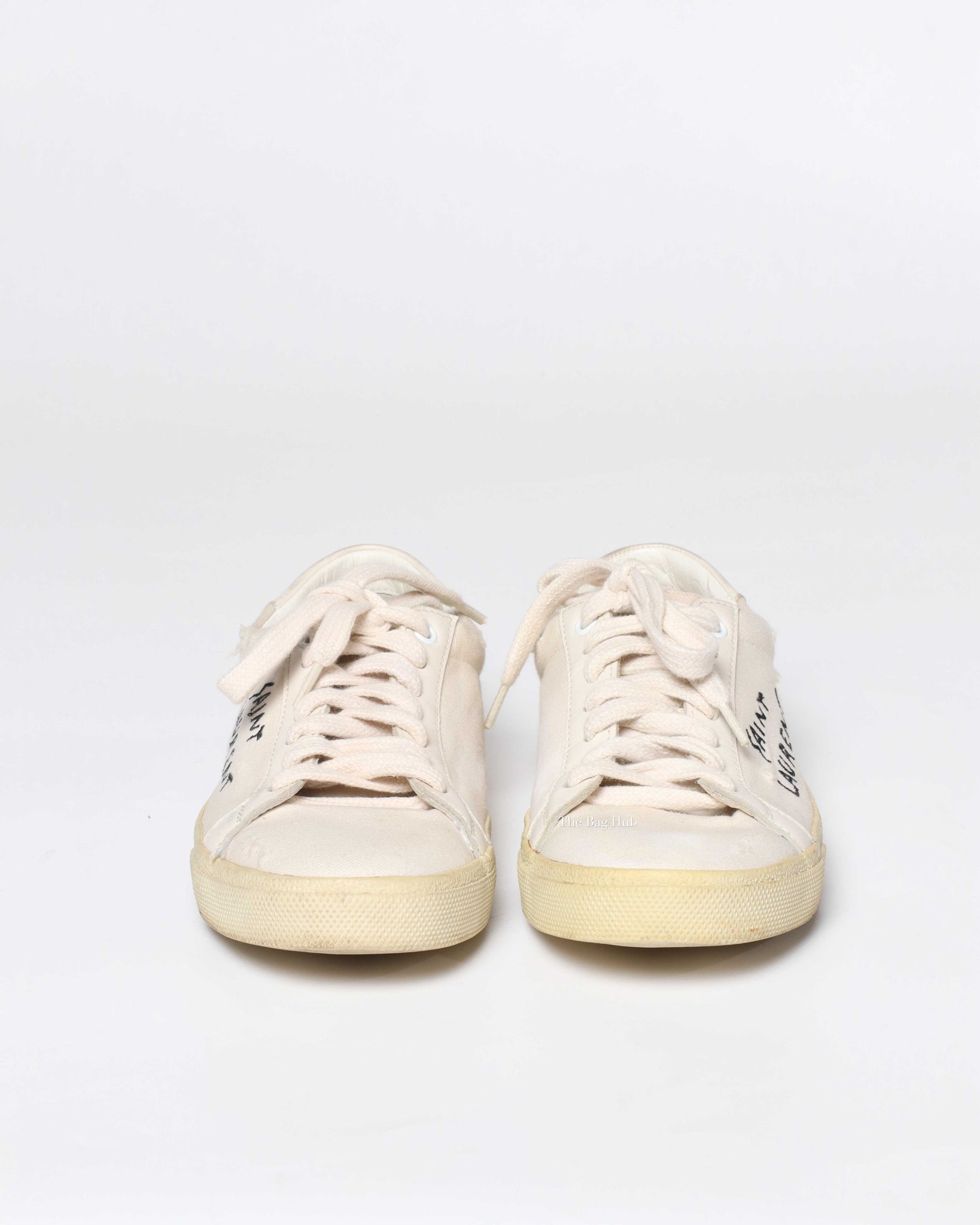 Saint Laurent White Canvas Sneakers Size 37-3