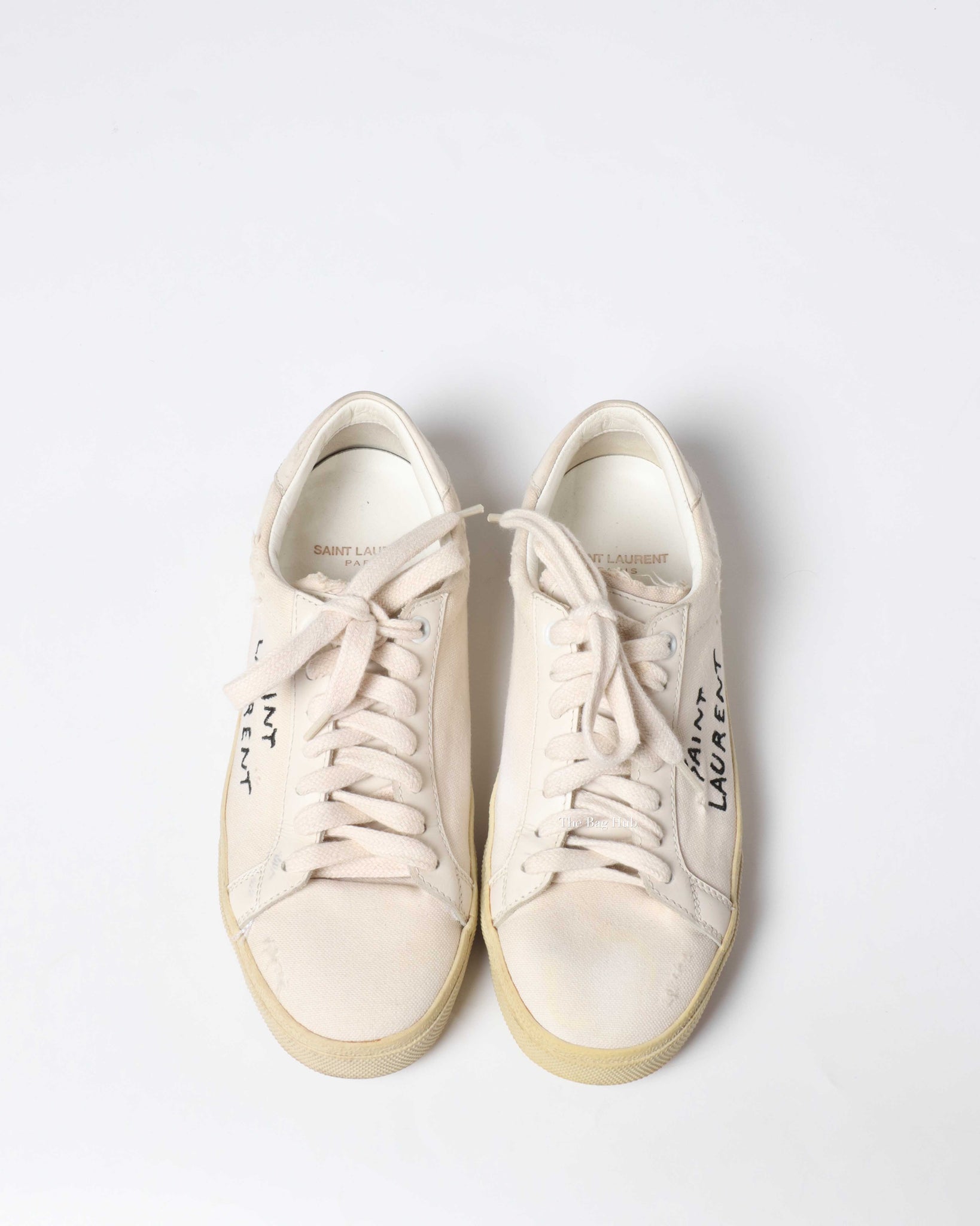 Saint Laurent White Canvas Sneakers Size 37-8
