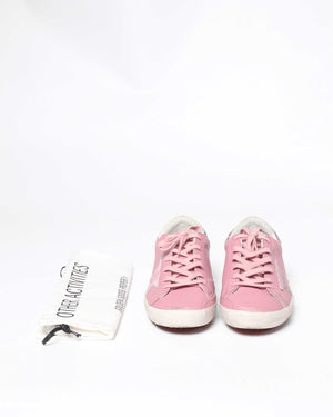 Golden Goose Antique Pink Leather w/ Glitter Heeltab Classic Superstar Sneaker Size 39-9
