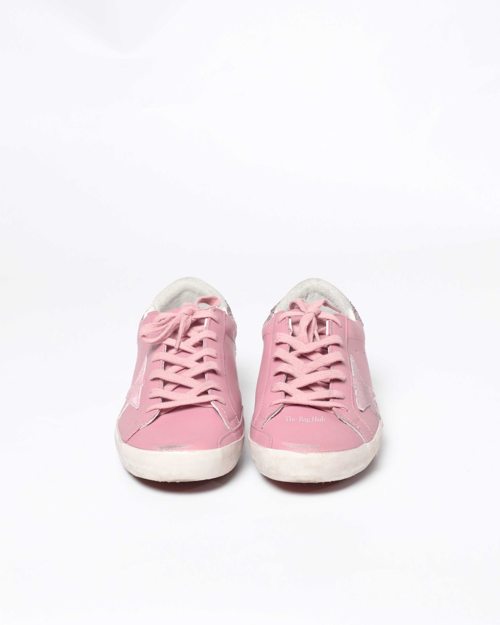 Golden Goose Antique Pink Leather w/ Glitter Heeltab Classic Superstar Sneaker Size 39-3