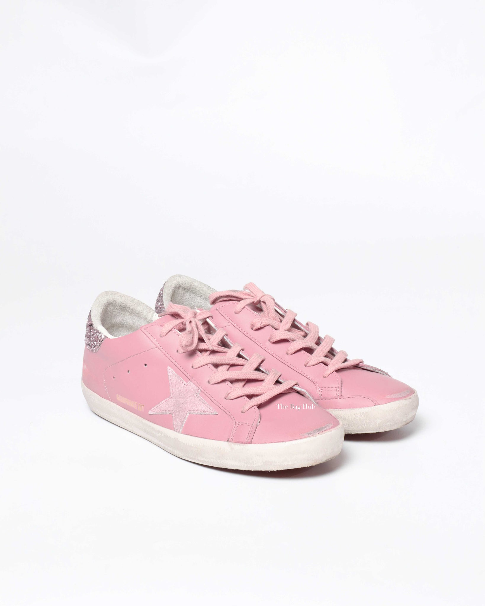 Golden Goose Antique Pink Leather w/ Glitter Heeltab Classic Superstar Sneaker Size 39-2