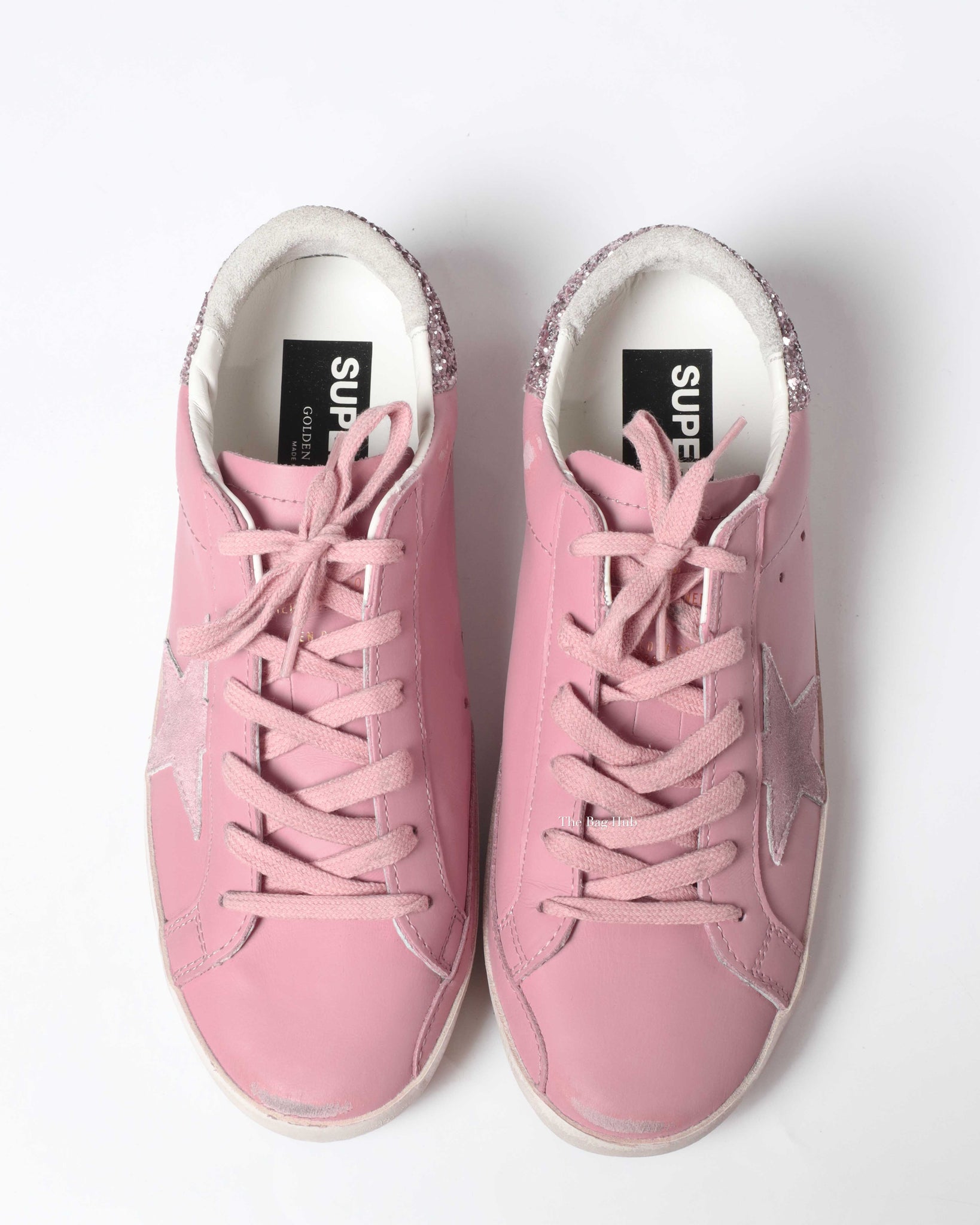 Golden Goose Antique Pink Leather w/ Glitter Heeltab Classic Superstar Sneaker Size 39-8