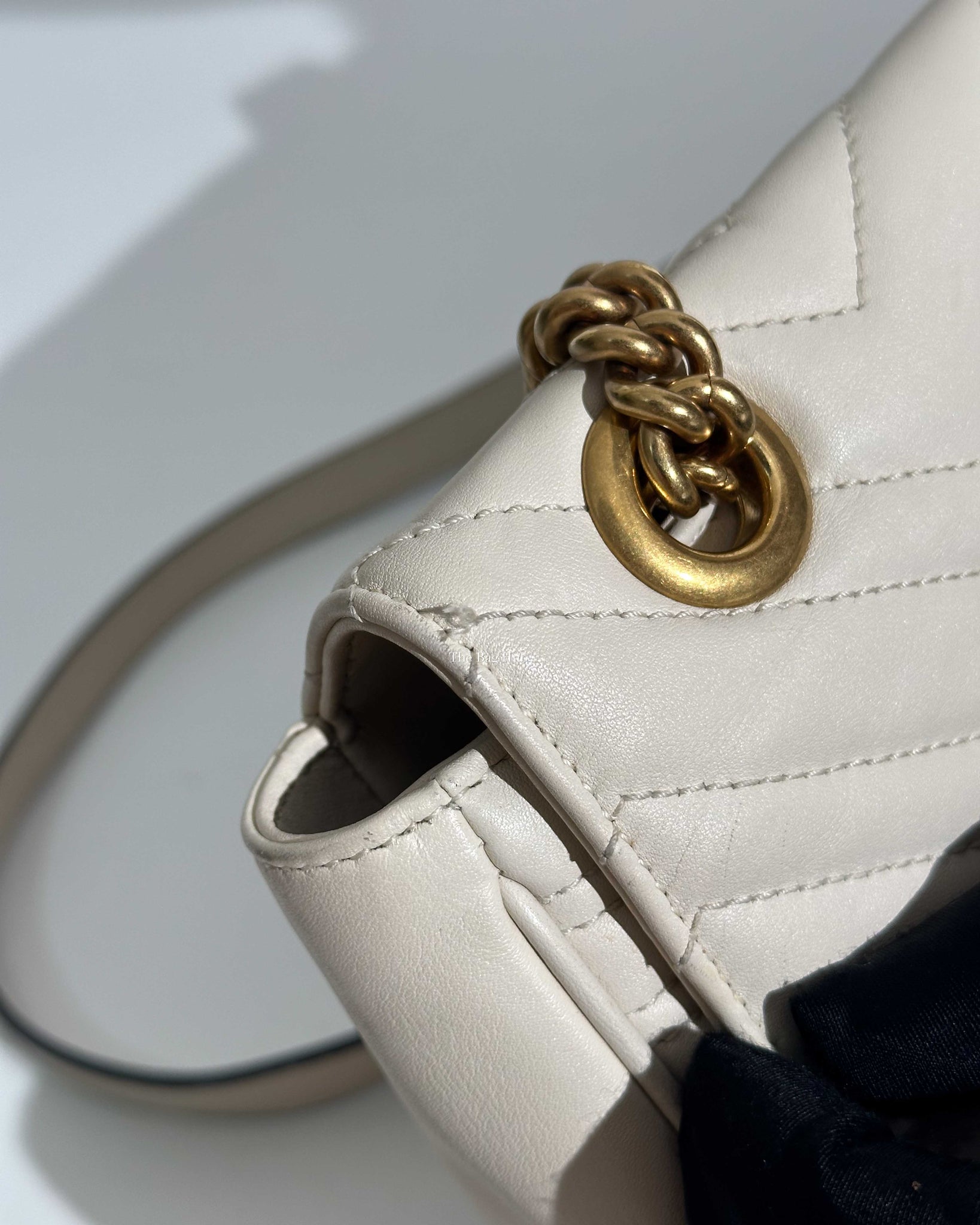 Gucci White GG Marmont Small Flap Shoulder Bag