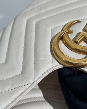 Gucci White GG Marmont Small Flap Shoulder Bag