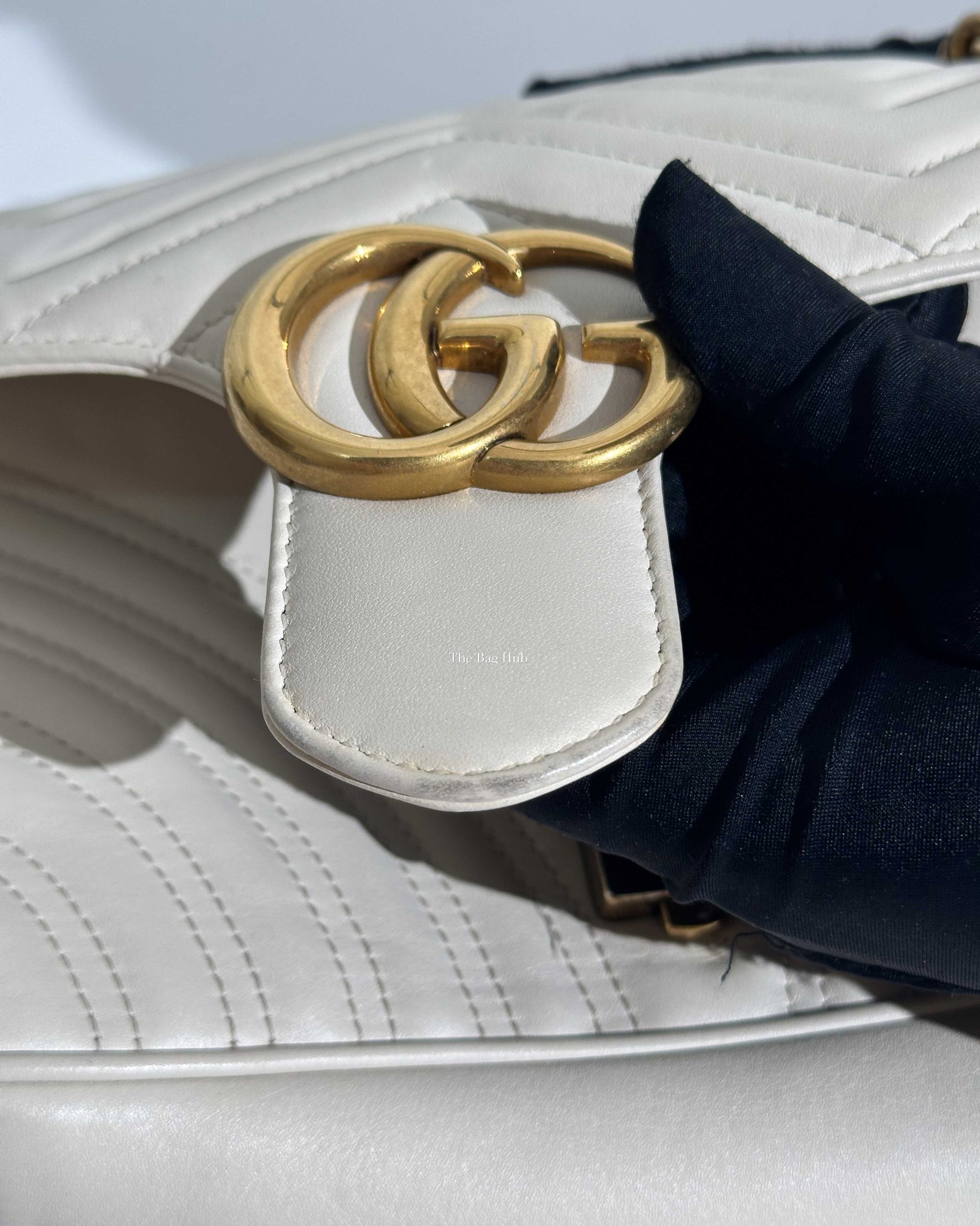 Gucci White GG Marmont Small Flap Shoulder Bag