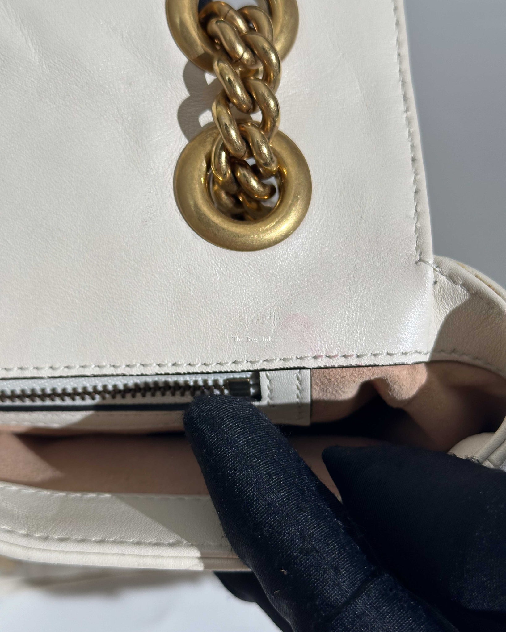 Gucci White GG Marmont Small Flap Shoulder Bag