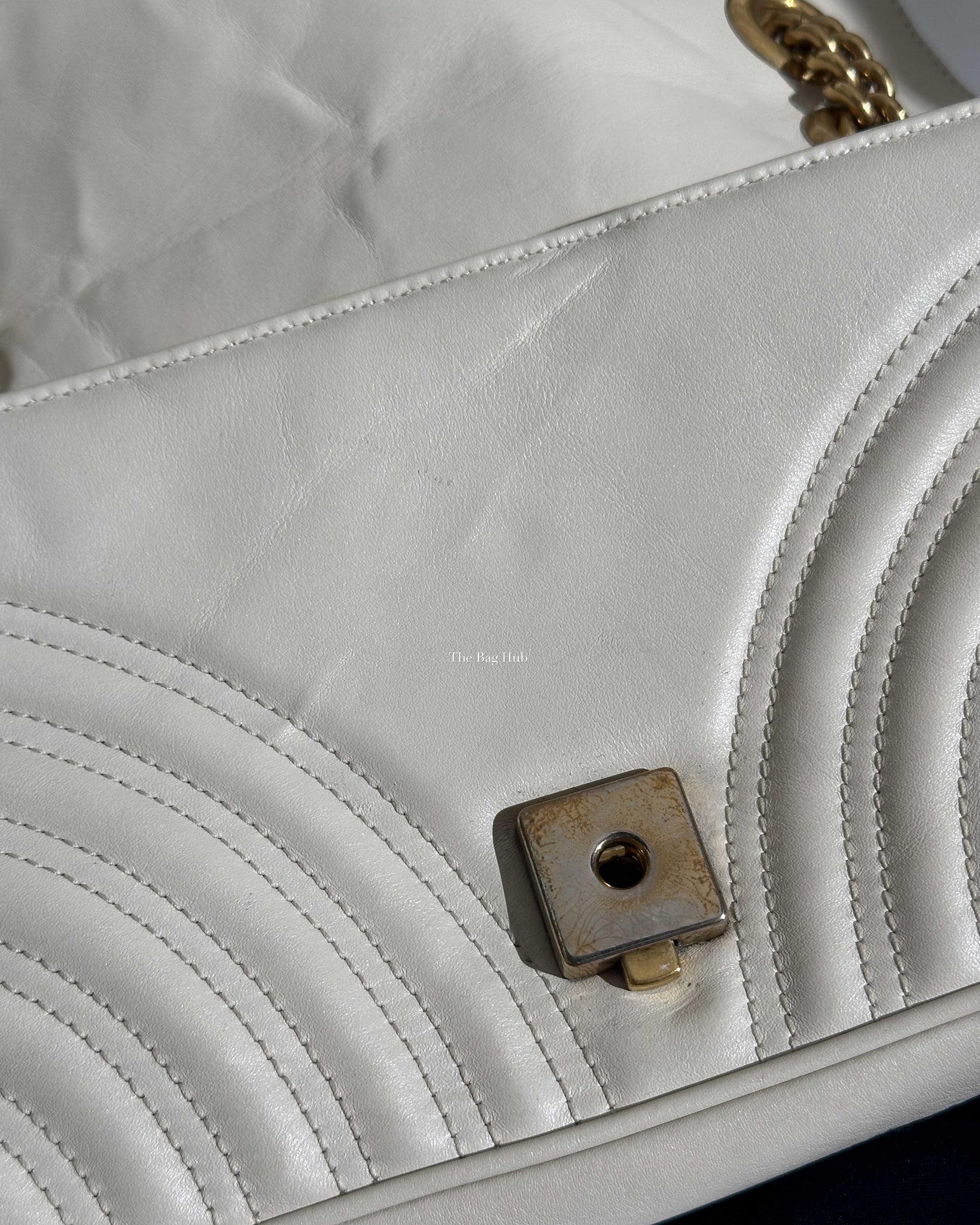 Gucci White GG Marmont Small Flap Shoulder Bag