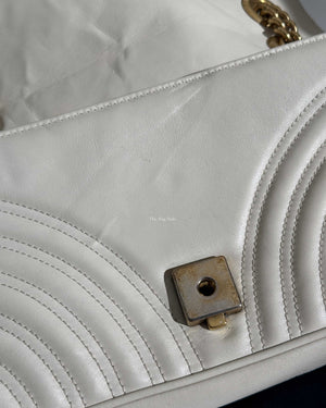 Gucci White GG Marmont Small Flap Shoulder Bag