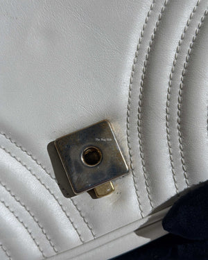 Gucci White GG Marmont Small Flap Shoulder Bag