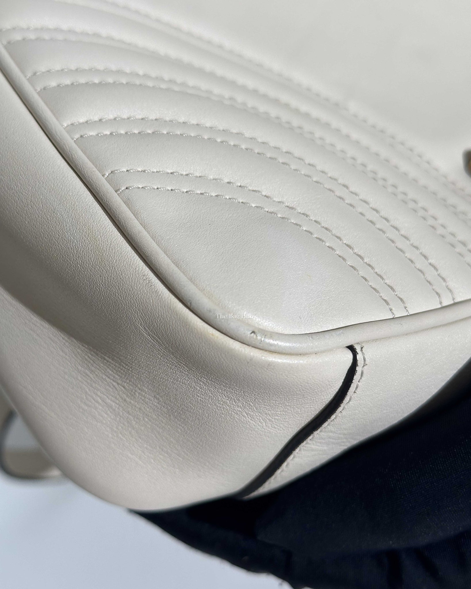 Gucci White GG Marmont Small Flap Shoulder Bag