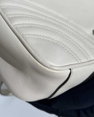 Gucci White GG Marmont Small Flap Shoulder Bag