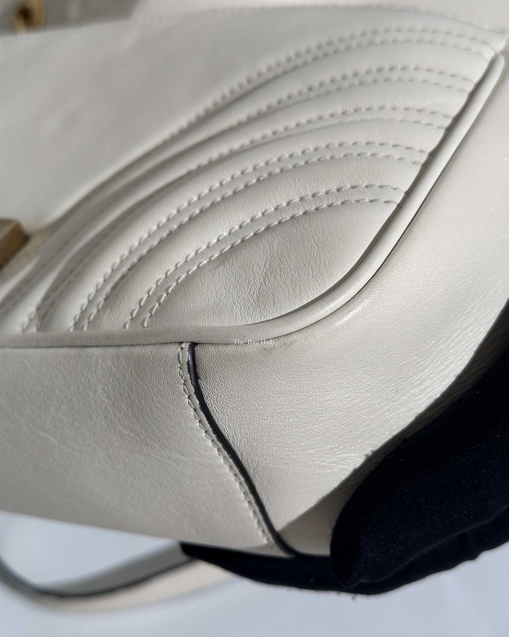 Gucci White GG Marmont Small Flap Shoulder Bag