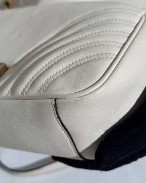 Gucci White GG Marmont Small Flap Shoulder Bag
