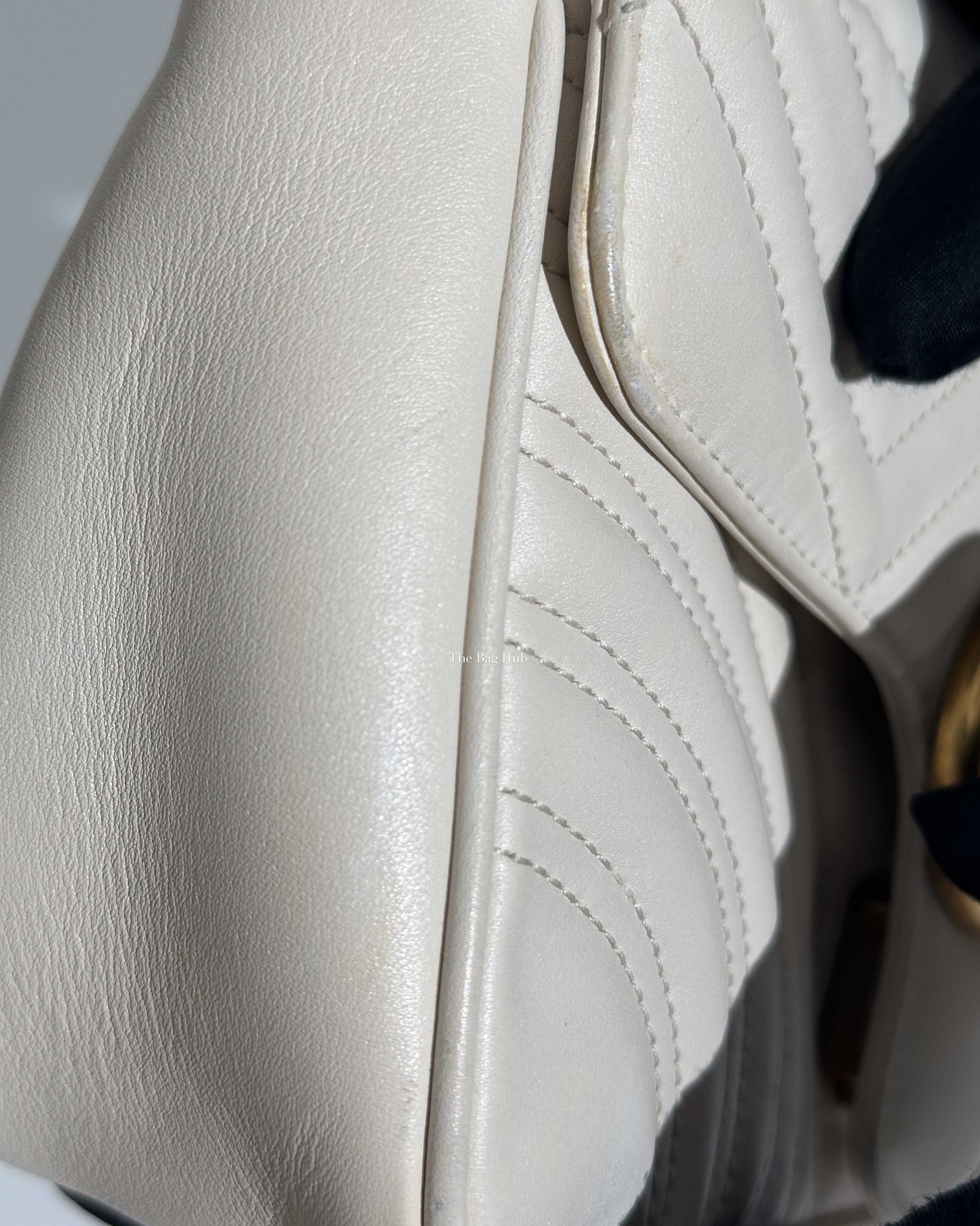 Gucci White GG Marmont Small Flap Shoulder Bag