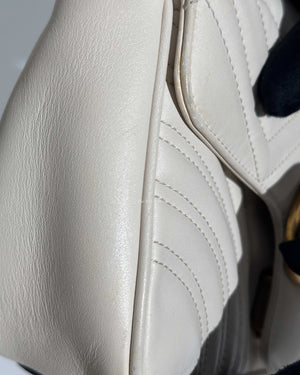 Gucci White GG Marmont Small Flap Shoulder Bag