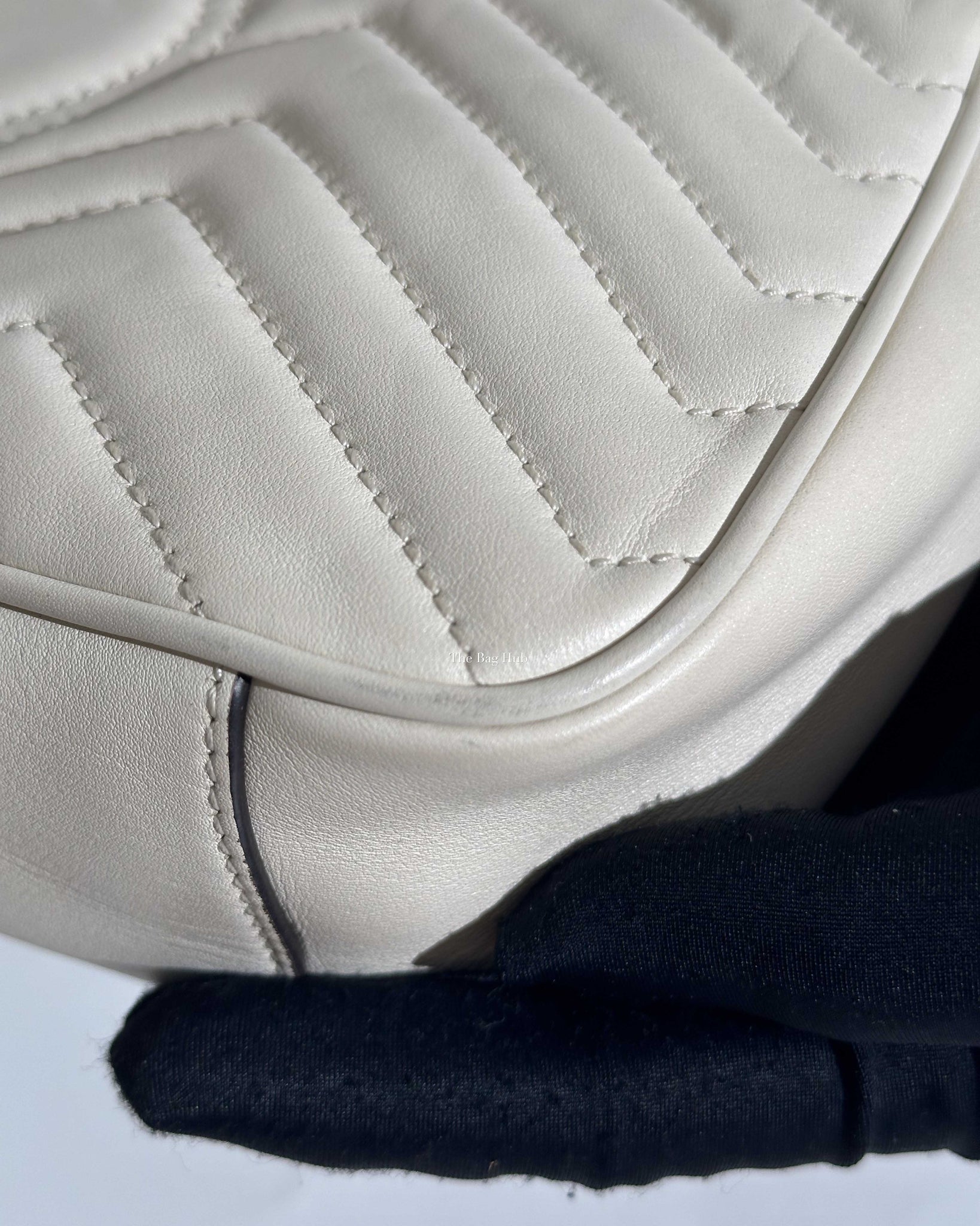 Gucci White GG Marmont Small Flap Shoulder Bag