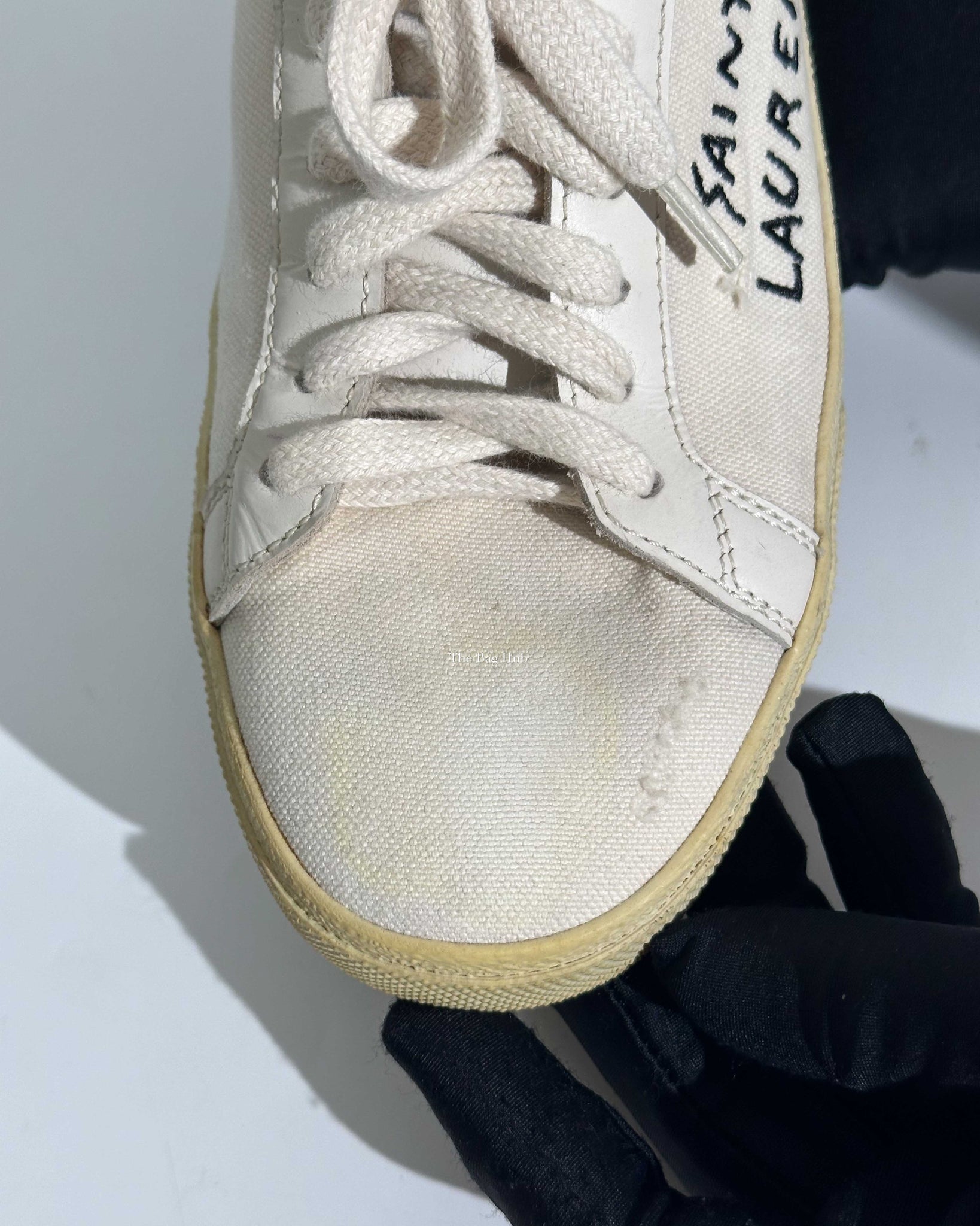 Saint Laurent White Canvas Sneakers Size 37-9
