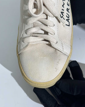 Saint Laurent White Canvas Sneakers Size 37-9