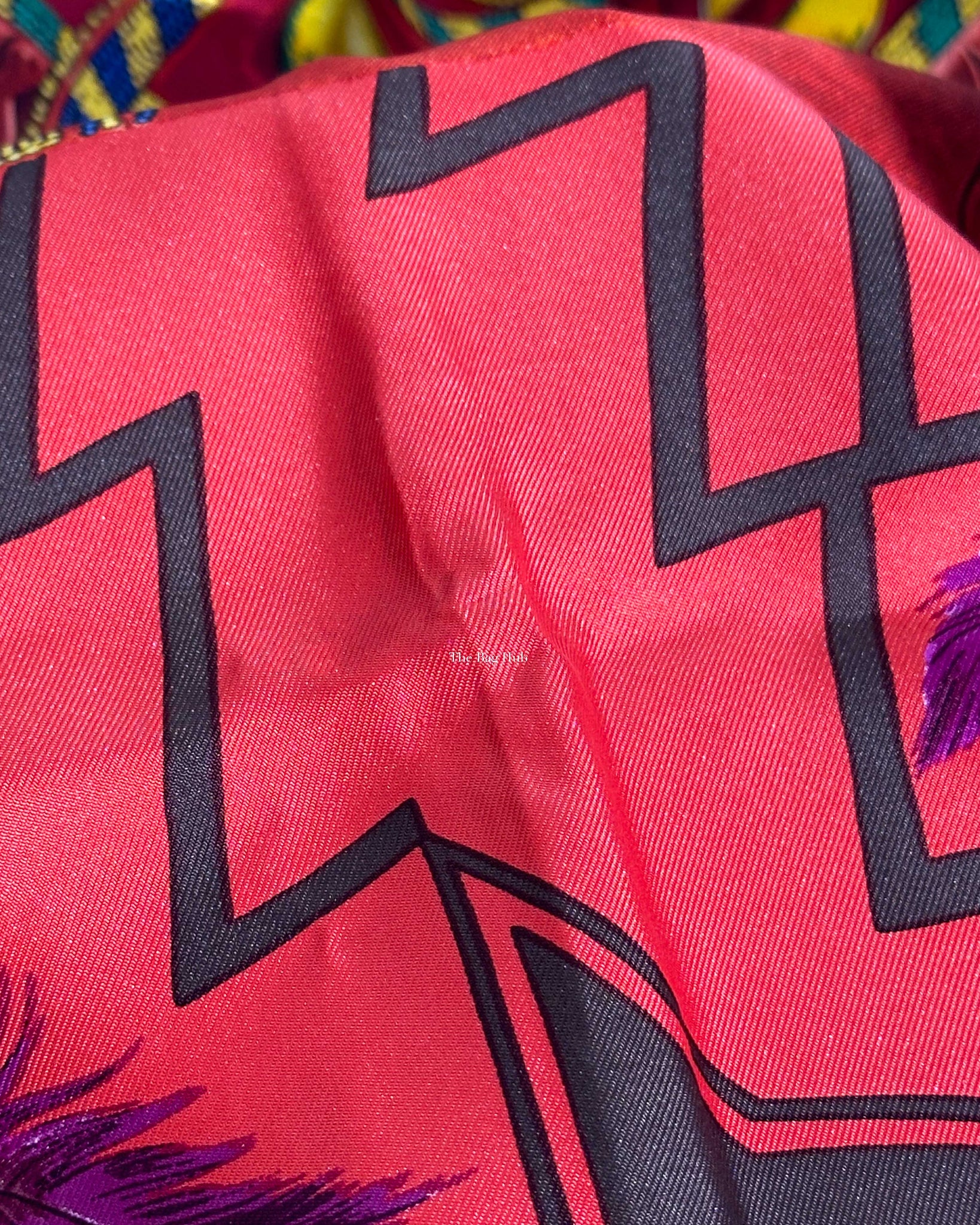 Hermes Bleu/Rouge/Prune Cosmogonie Apache Silk Scarf 90