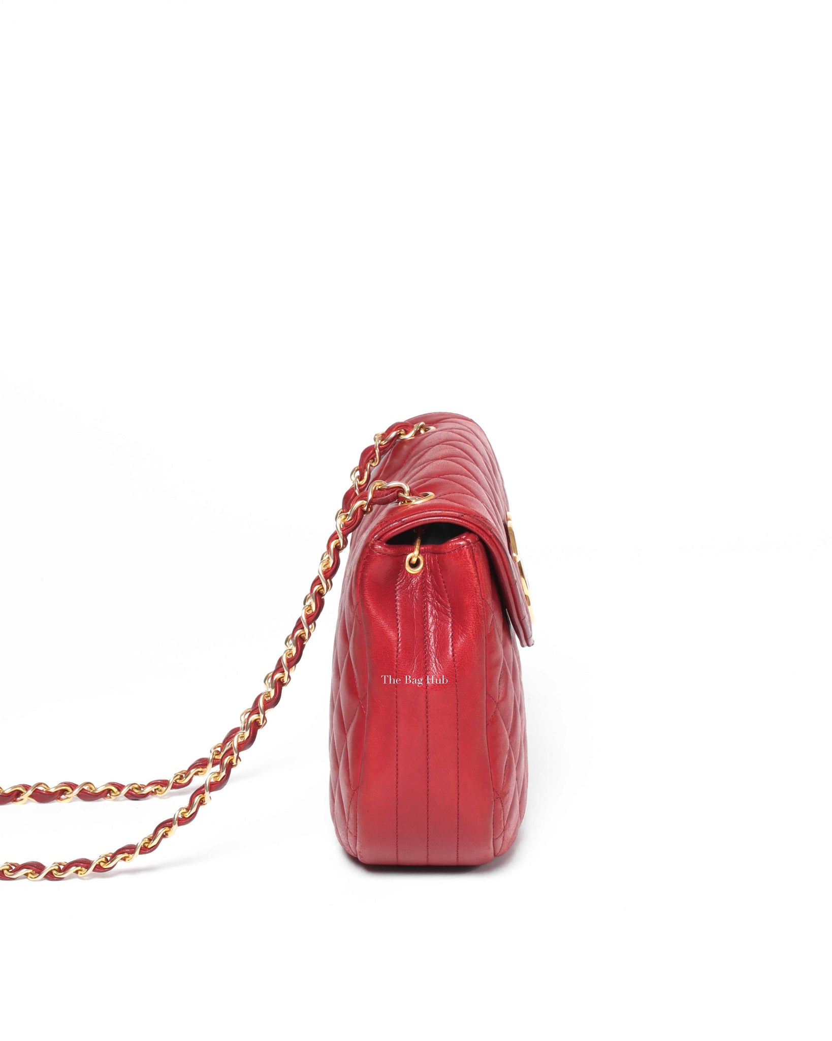Chanel Red Lambskin Round Half Moon Vintage Sling Bag GHW