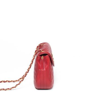 Chanel Red Lambskin Round Half Moon Vintage Sling Bag GHW