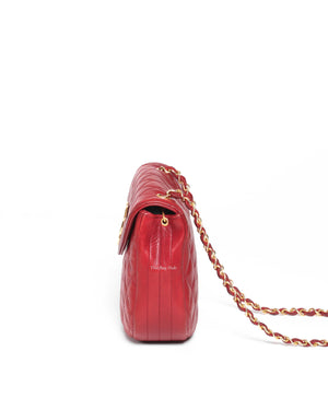 Chanel Red Lambskin Round Half Moon Vintage Sling Bag GHW