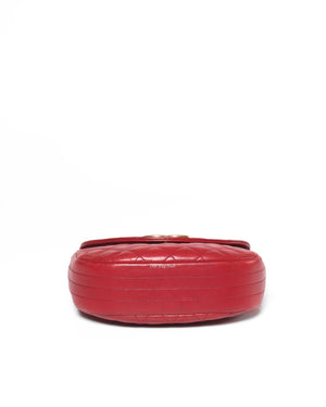 Chanel Red Lambskin Round Half Moon Vintage Sling Bag GHW