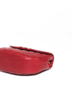 Chanel Red Lambskin Round Half Moon Vintage Sling Bag GHW
