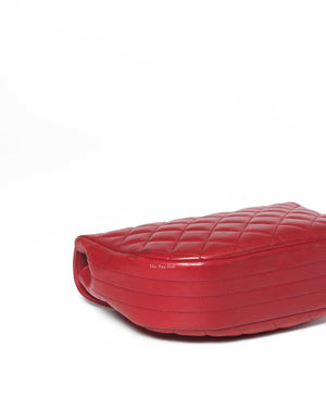 Chanel Red Lambskin Round Half Moon Vintage Sling Bag GHW