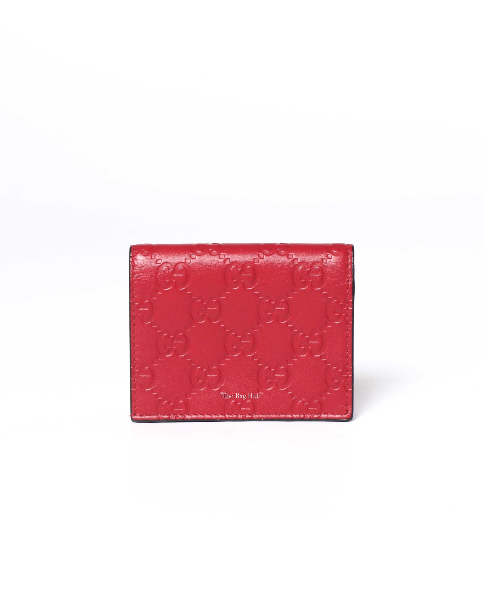 Gucci Hibiscus Red Microguccissima Bow Signature Leather Card Wallet-4