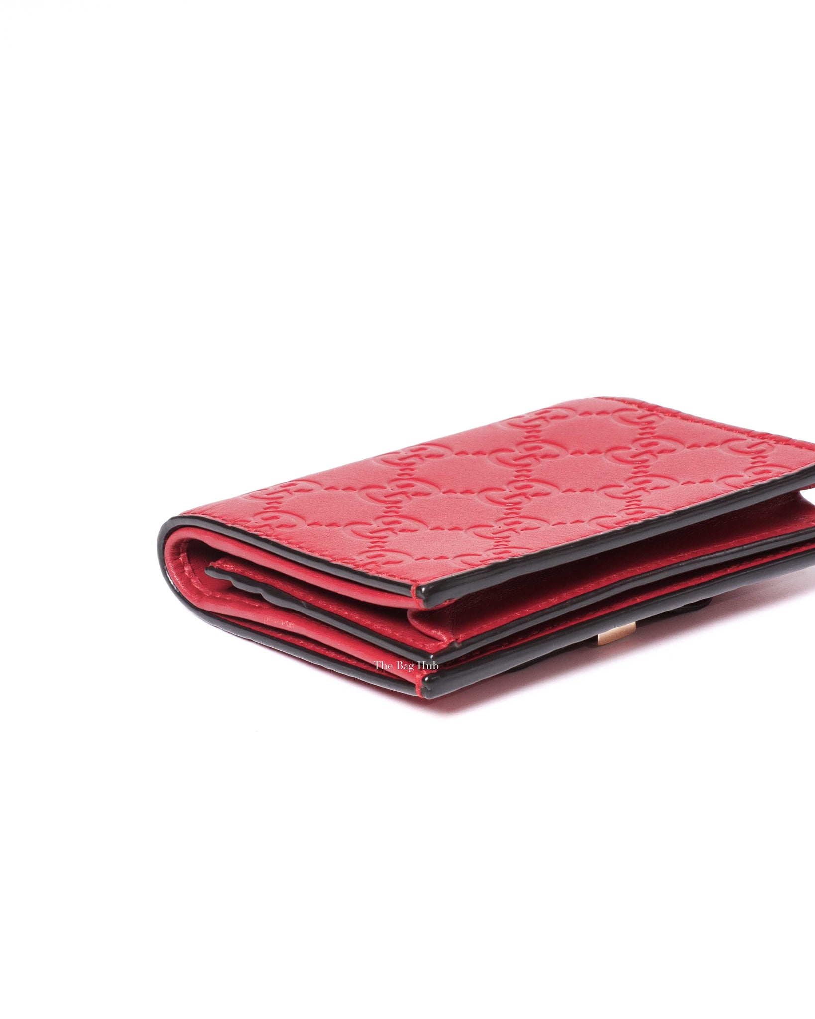 Gucci Hibiscus Red Microguccissima Bow Signature Leather Card Wallet-10
