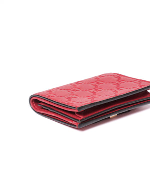 Gucci Hibiscus Red Microguccissima Bow Signature Leather Card Wallet-10
